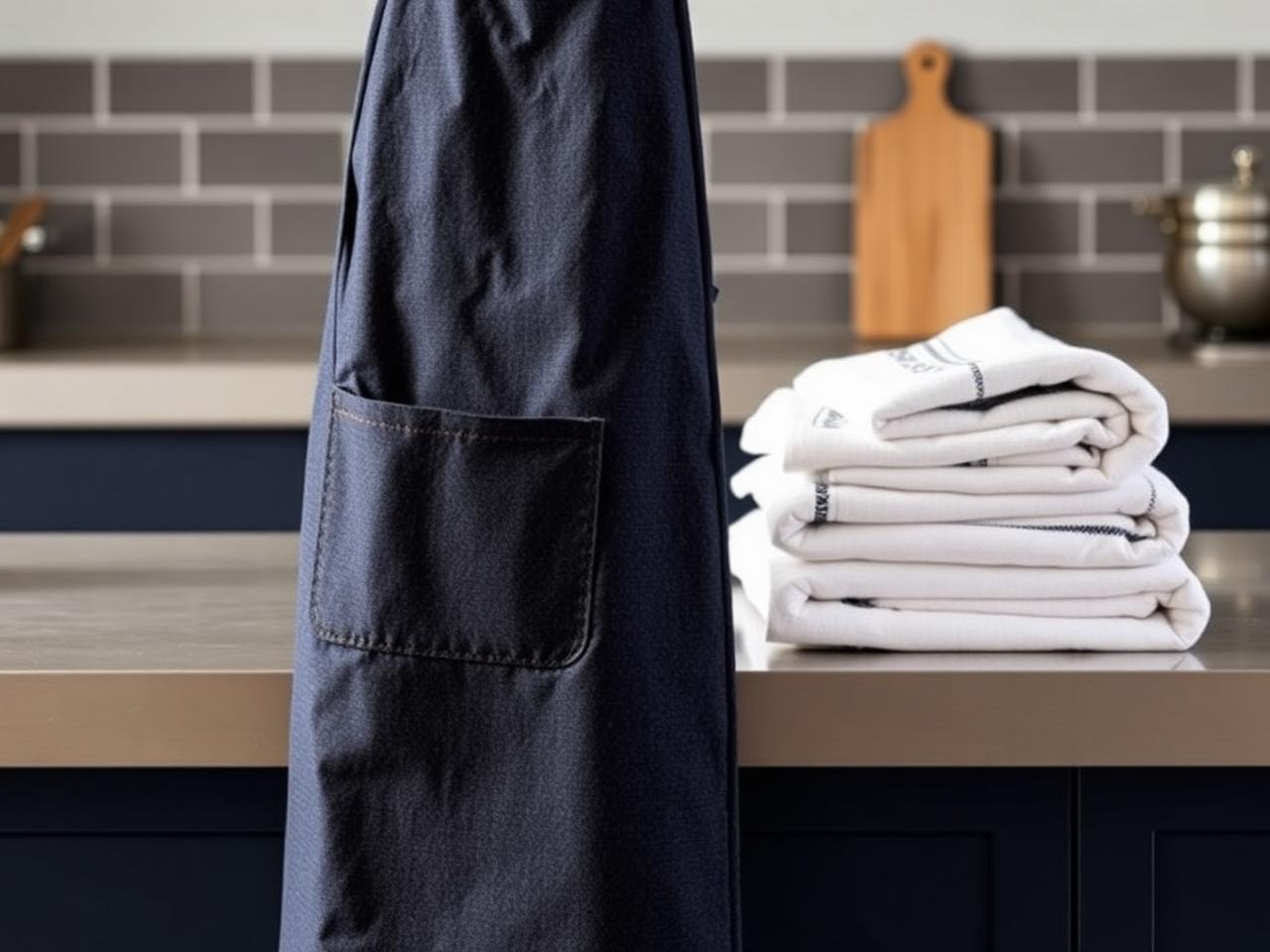 Chef aprons hanging in a workroom