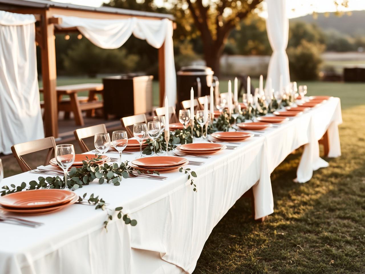 Wedding reception table linens
