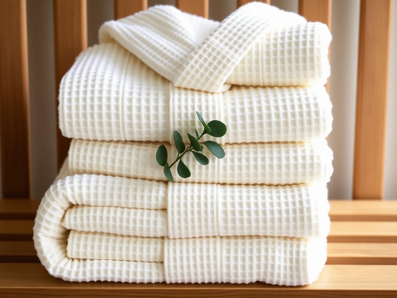 Spa towels folded in stack