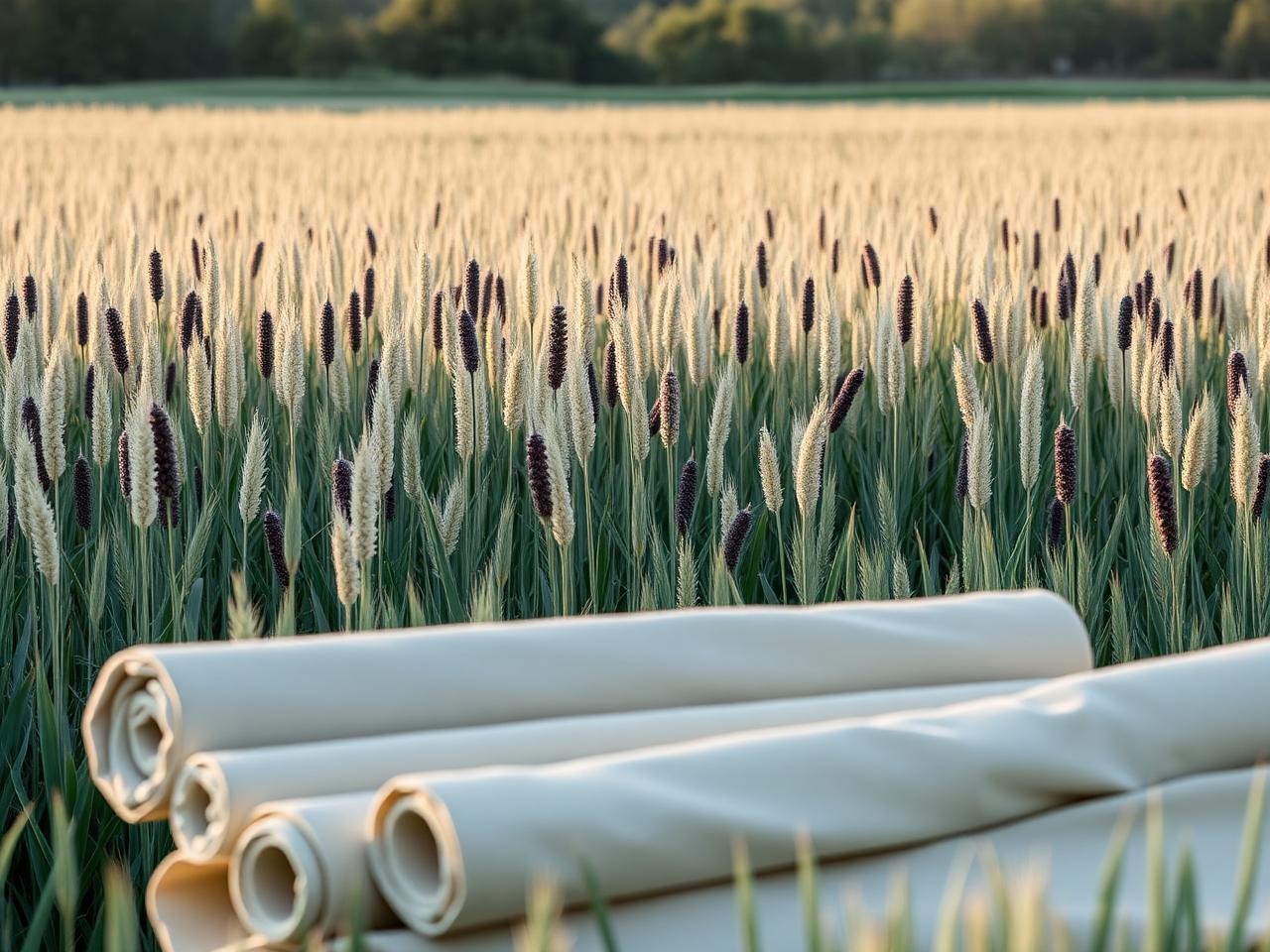 Bolt of natural linen fabric